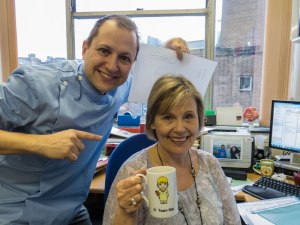 Jill Boylan and David Attill with a Good Luck sign for Friday