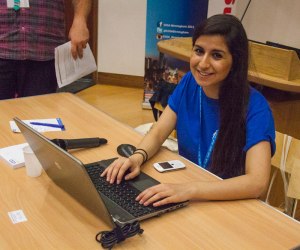 Negar Mirzai checking all is OK with the conference