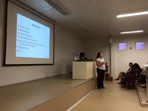 Kirsty gives her lecture in Rio