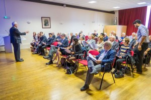 Chairman Martin Kendall addressing the meeting of the charity