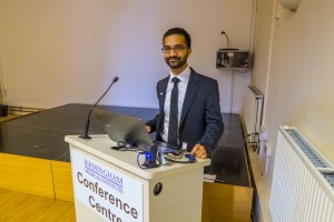 Praveen Sharma presenting the Sands Cox lecture.